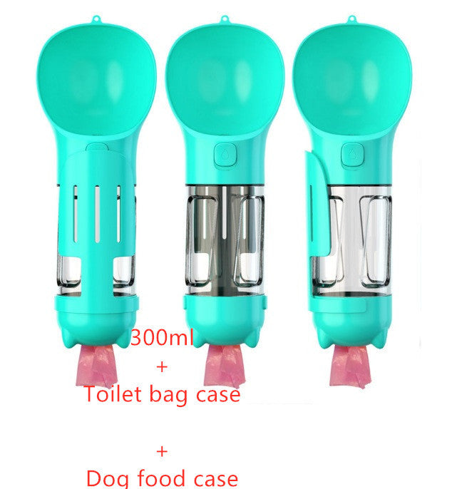 3-in-1 Portable Dog Water Bottle - Feeder Bowl & Waste Bag Holder for Outdoor Travel