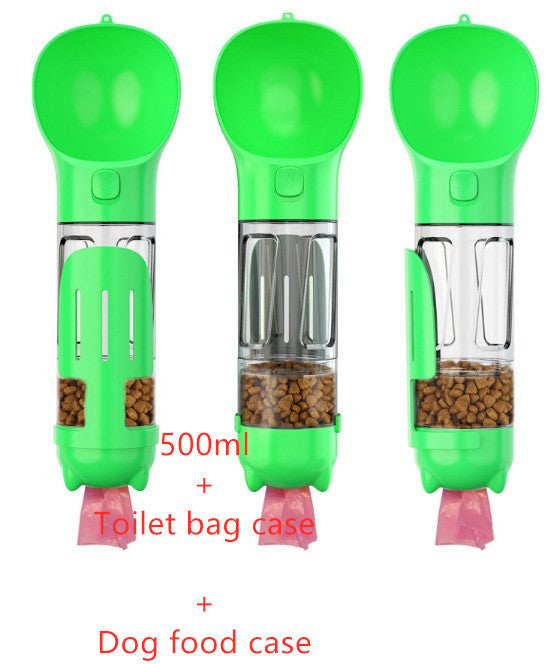 3-in-1 Portable Dog Water Bottle - Feeder Bowl & Waste Bag Holder for Outdoor Travel