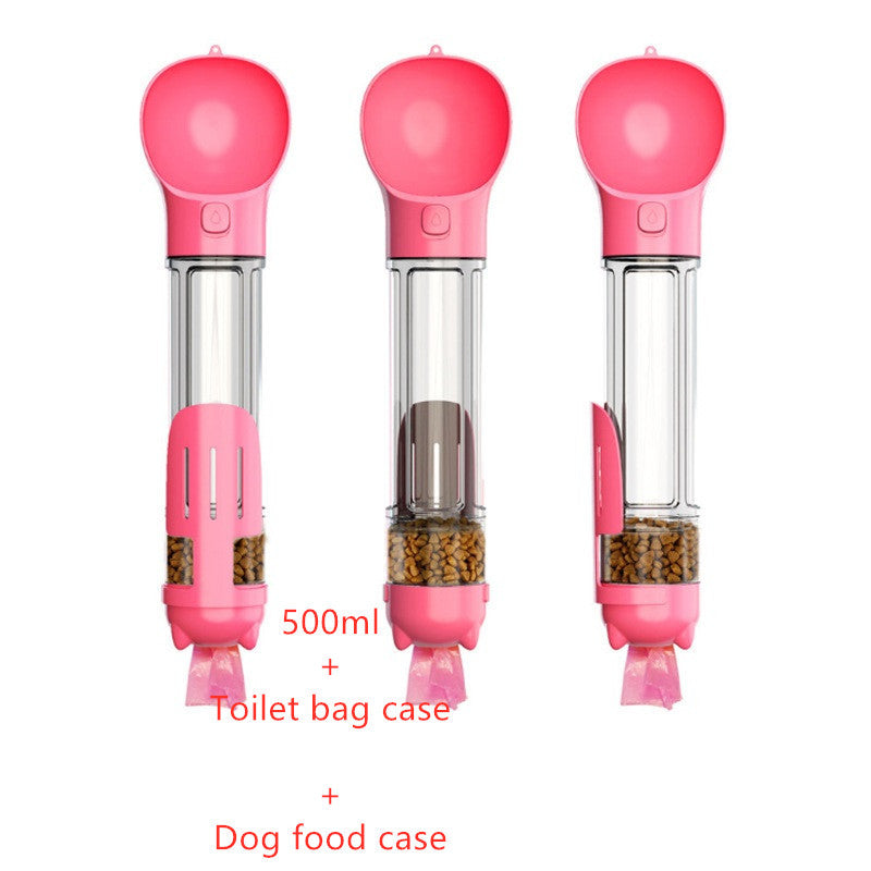 3-in-1 Portable Dog Water Bottle - Feeder Bowl & Waste Bag Holder for Outdoor Travel