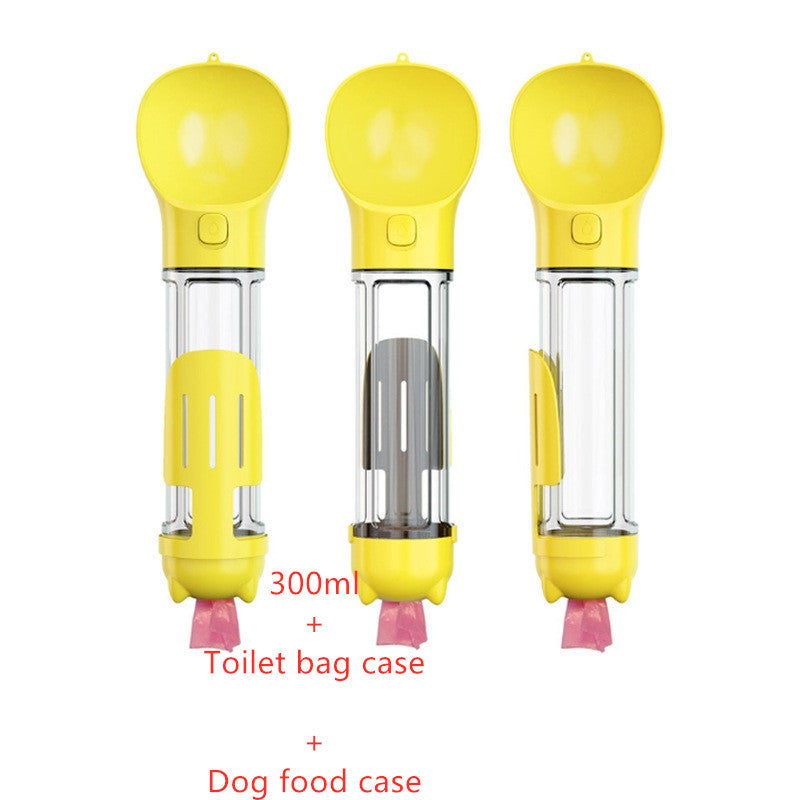 3-in-1 Portable Dog Water Bottle - Feeder Bowl & Waste Bag Holder for Outdoor Travel