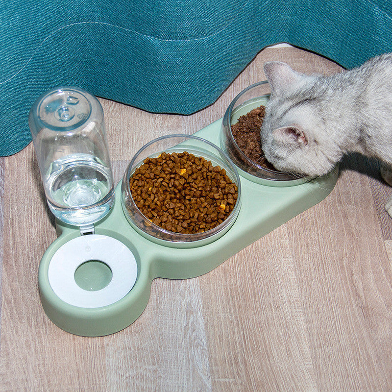 Automatic Pet Feeder Cat & Dog Bowl with Water Fountain – Double Bowl Raised Stand for Food & Drinking