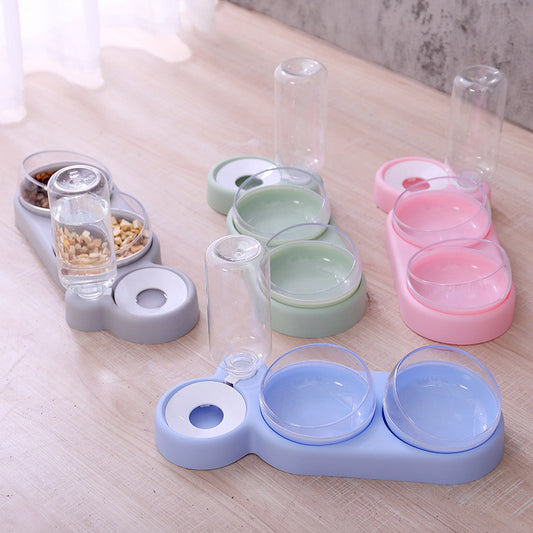 Automatic Pet Feeder Cat & Dog Bowl with Water Fountain – Double Bowl Raised Stand for Food & Drinking