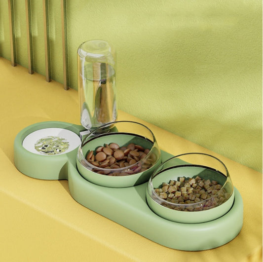 Automatic Pet Feeder Cat & Dog Bowl with Water Fountain – Double Bowl Raised Stand for Food & Drinking
