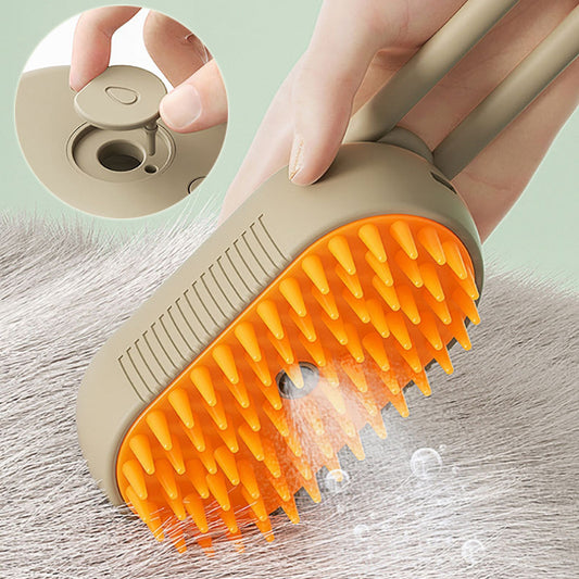 3-in-1 Electric Steam Pet Brush – Hair Removal, Grooming & Massage Comb for Cats & Dogs