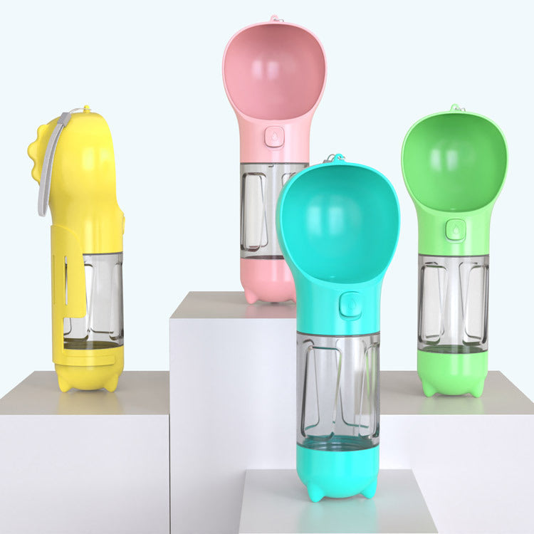 3-in-1 Portable Dog Water Bottle - Feeder Bowl & Waste Bag Holder for Outdoor Travel