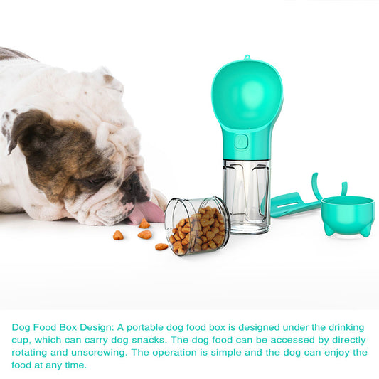 3-in-1 Portable Dog Water Bottle - Feeder Bowl & Waste Bag Holder for Outdoor Travel