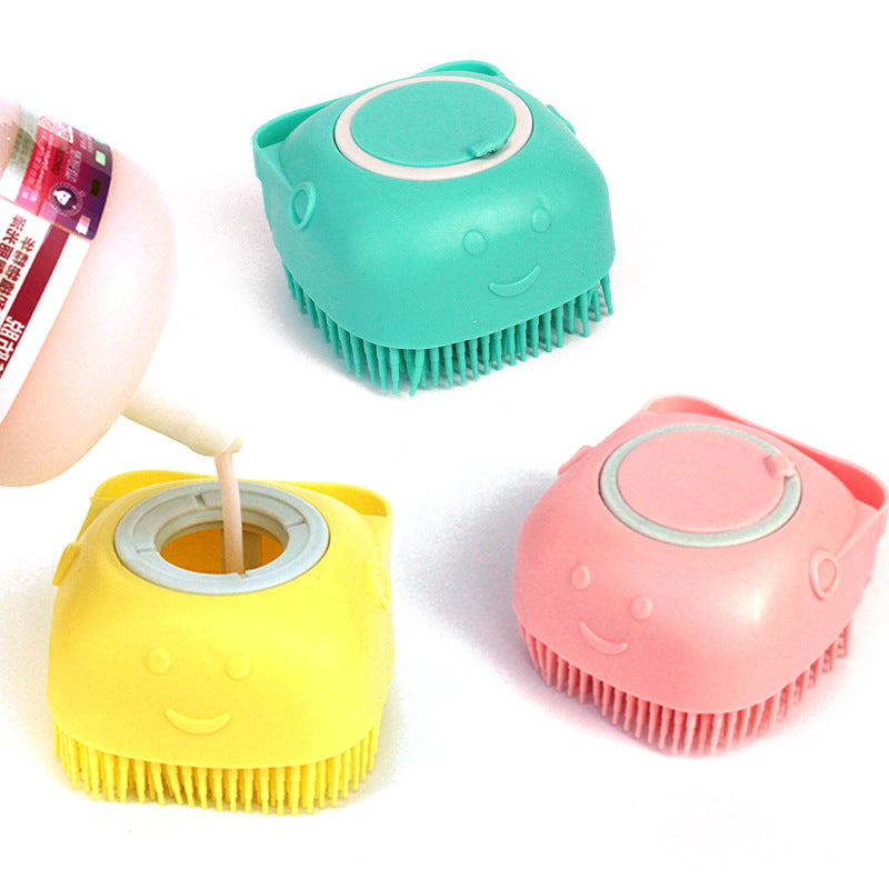 2-in-1 Silicone Dog & Cat Bath & Massage Glove – Pet Grooming Brush with Shampoo Dispenser