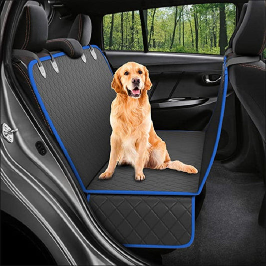 Dog Car Seat Cover with Mesh Window – Waterproof Pet Hammock with Zipper, Pocket & Safety Straps for Back Seat Travel Protection