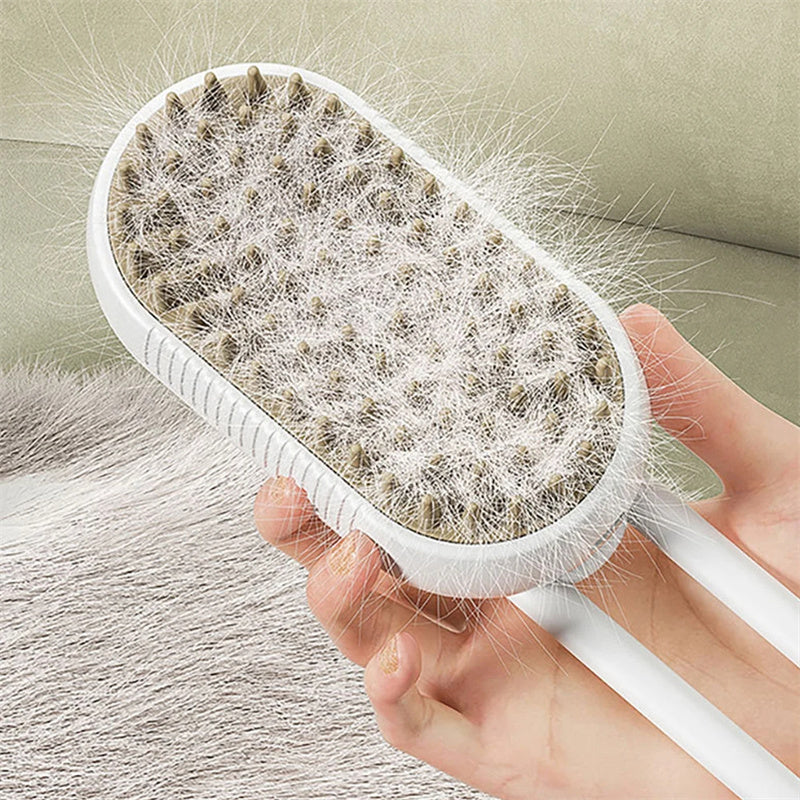 3-in-1 Electric Steam Pet Brush – Hair Removal, Grooming & Massage Comb for Cats & Dogs