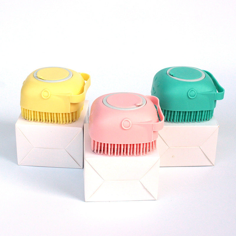 2-in-1 Silicone Dog & Cat Bath & Massage Glove – Pet Grooming Brush with Shampoo Dispenser