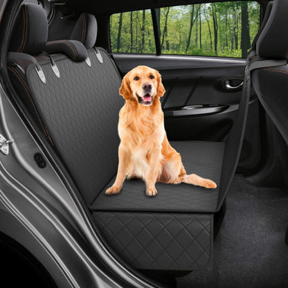 Dog Car Seat Cover with Mesh Window – Waterproof Pet Hammock with Zipper, Pocket & Safety Straps for Back Seat Travel Protection