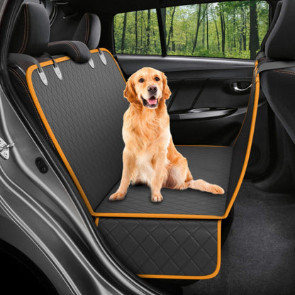 Dog Car Seat Cover with Mesh Window – Waterproof Pet Hammock with Zipper, Pocket & Safety Straps for Back Seat Travel Protection