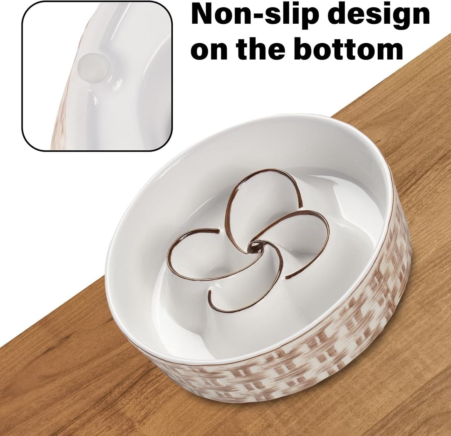 Ceramic Slow Feeder Dog Bowl – Non-Slip, Anti-Choking Slow Eating Bowl for Medium & Large Dogs
