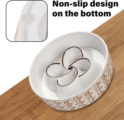 Ceramic Slow Feeder Dog Bowl – Non-Slip, Anti-Choking Slow Eating Bowl for Medium & Large Dogs