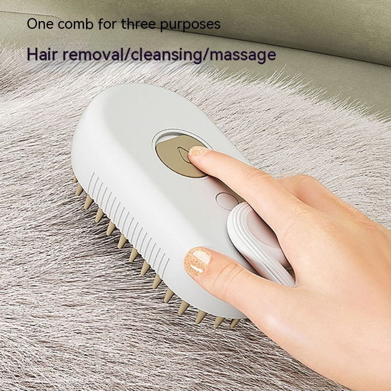 3-in-1 Electric Steam Pet Brush – Hair Removal, Grooming & Massage Comb for Cats & Dogs