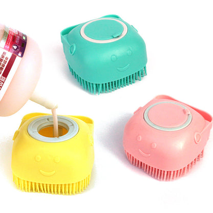 2-in-1 Silicone Dog & Cat Bath & Massage Glove – Pet Grooming Brush with Shampoo Dispenser